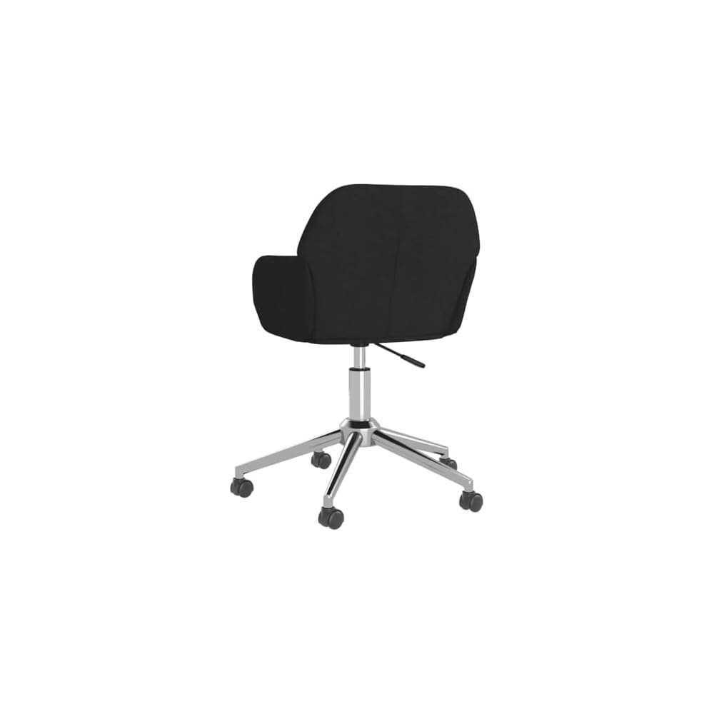 Swivel Home Office Chair with Swivel Wheels, Fabric Study Chair, Mid-Back Computer Desk Chair, Black Fabric, -362