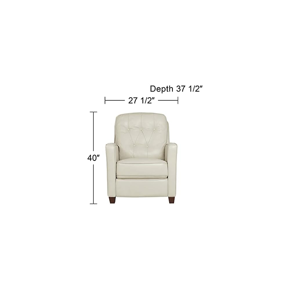 Elm Lane Livorno White Pearl Leather Recliner Chair Modern Armchair Comfortable Push Manual Reclining Footrest Upholstered Tufted Back for Bedroom Living Room Reading Home Relax Office