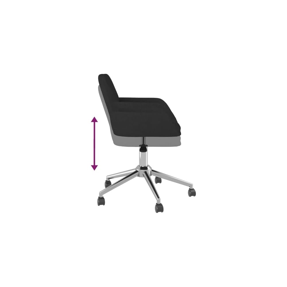 Swivel Home Office Chair with Swivel Wheels, Fabric Study Chair, Mid-Back Computer Desk Chair, Black Fabric, -362