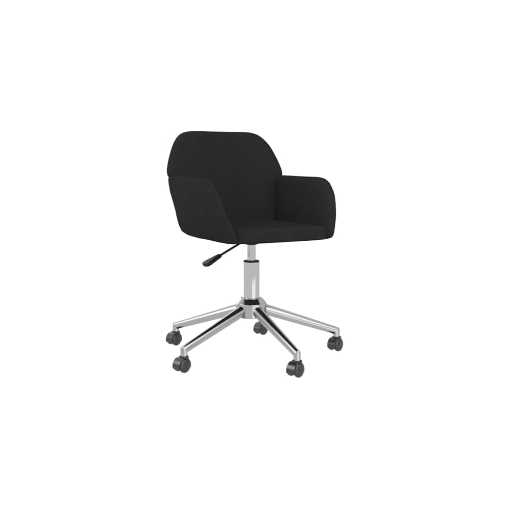 Swivel Home Office Chair with Swivel Wheels, Fabric Study Chair, Mid-Back Computer Desk Chair, Black Fabric, -362