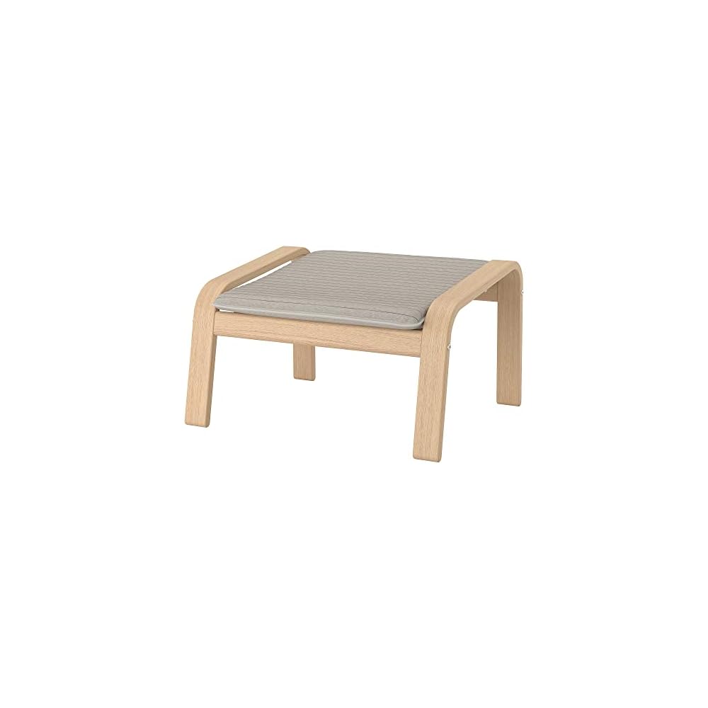 ProTuning POÄNG Armchair and footstool, white stained oak veneer/Knisa light beige