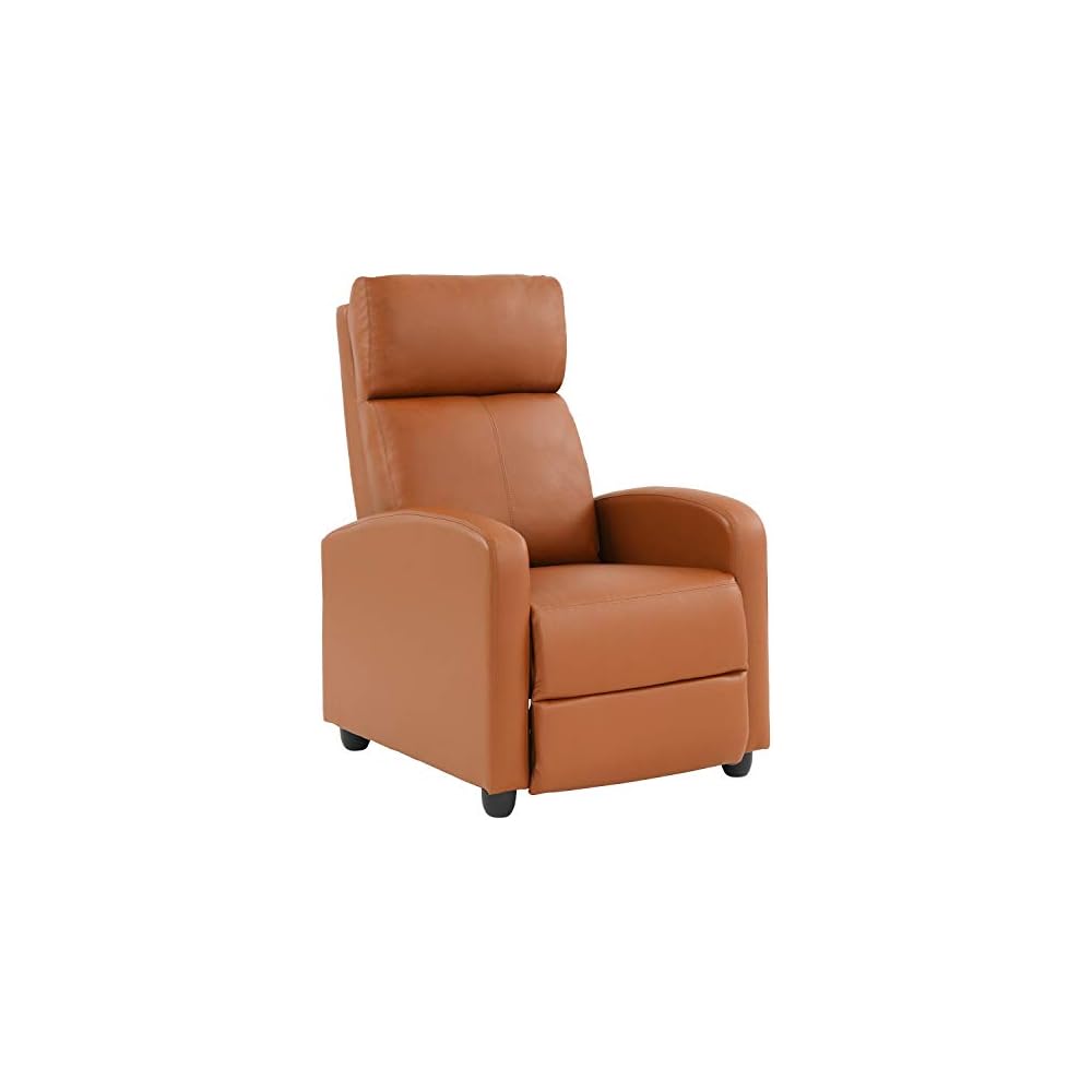 Recliner Chair Modern Leather Chaise Couch Single Accent Recliner Chair Sofa (Color : Tan)