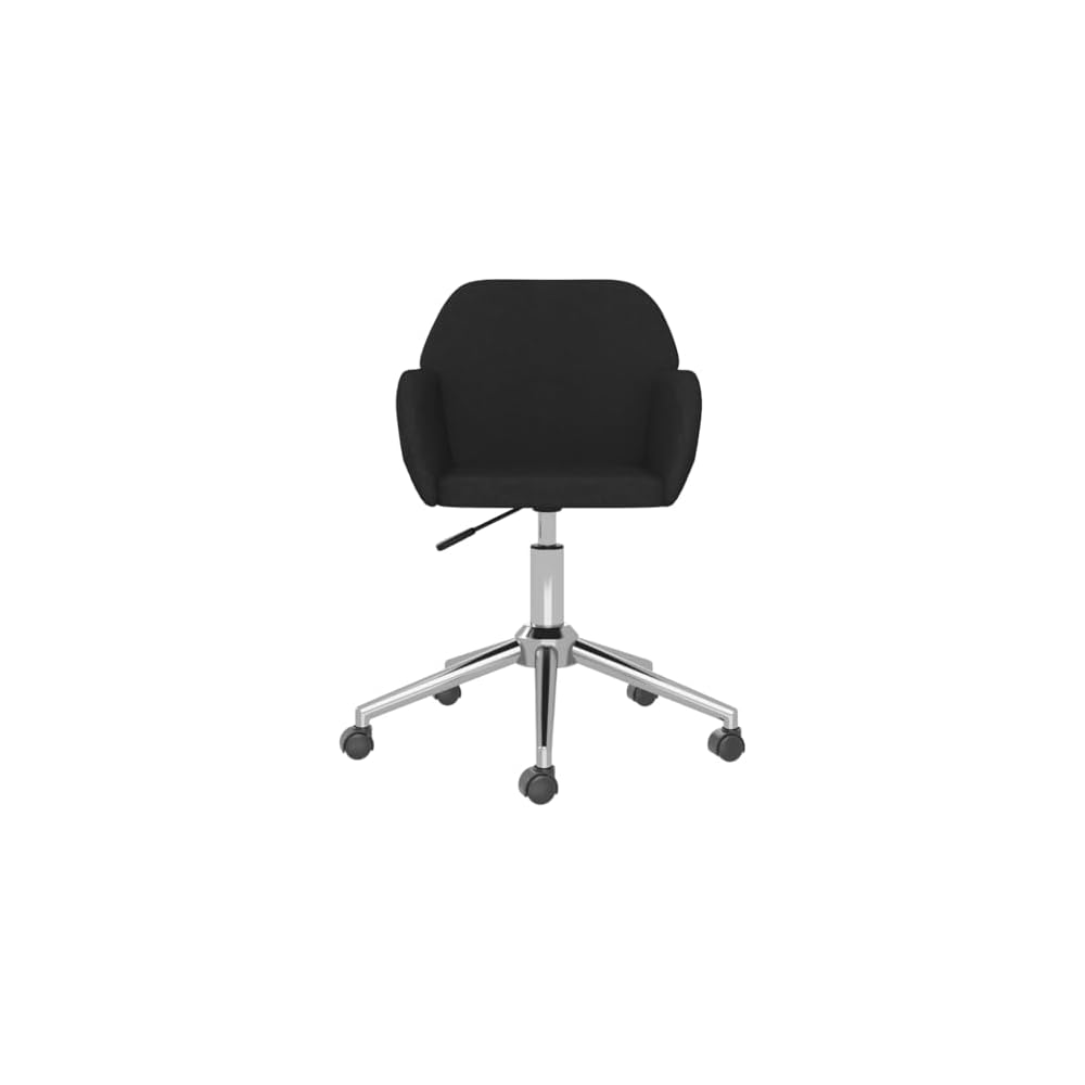Swivel Home Office Chair with Swivel Wheels, Fabric Study Chair, Mid-Back Computer Desk Chair, Black Fabric, -362