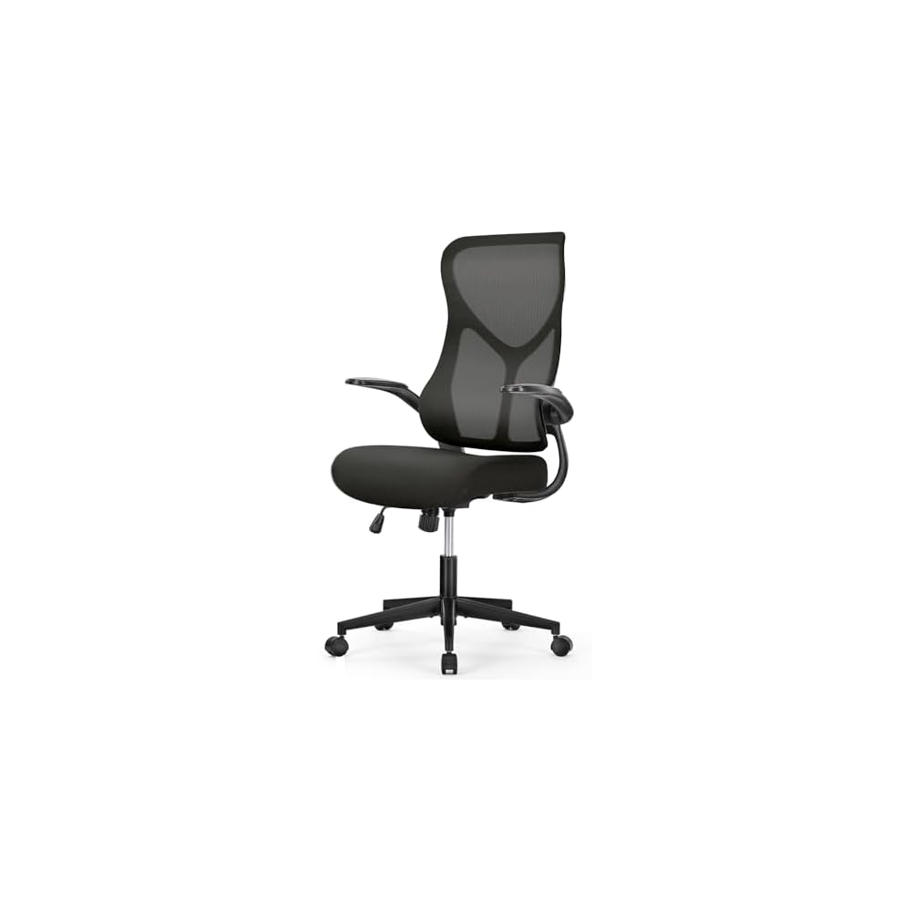 Ergonomic Office Desk Mesh Computer Chair High Back, Rolling Swivel Home Gaming Chairs with Wheels Comfy Lumbar Support, Flip-up Arms, 120° Tilt for Bedroom, Study, Work, Student, Ink