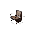 Dark Wood Cane Lounge Chair with Arms, Vintage Rattan Accent Chair