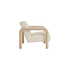 Modway Sereno Modern Boucle Fabric Accent Chair in Cream Oak with Rounded Wood Armrests – Upholstered Lounge Chair for Living Room or Bedroom