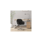 Swivel Home Office Chair with Swivel Wheels, Fabric Study Chair, Mid-Back Computer Desk Chair, Black Fabric, -362