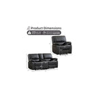 Bonzy Home Manual Reclining Sofa Set, 2 Pieces Recliner Furniture Sofa Set, Single Recliner Chair & Loveseat Couch with Overstuffed Backrest and Armrest for Living Room Home Theater, Black