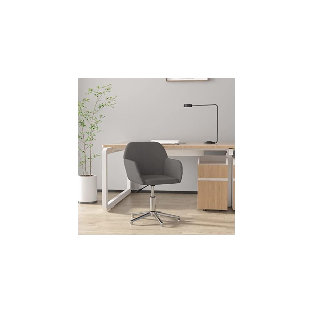 Swivel Home Office Chair with Swivel Wheels, Fabric Study Chair, Mid-Back Computer Desk Chair, Black Fabric, -362