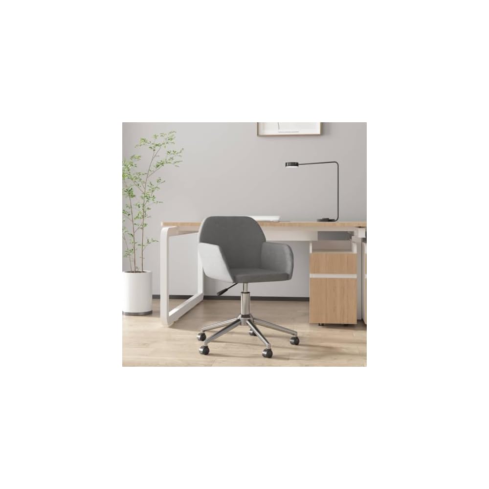 Swivel Home Office Chair with Swivel Wheels, Fabric Study Chair, Mid-Back Computer Desk Chair, Black Fabric, -362