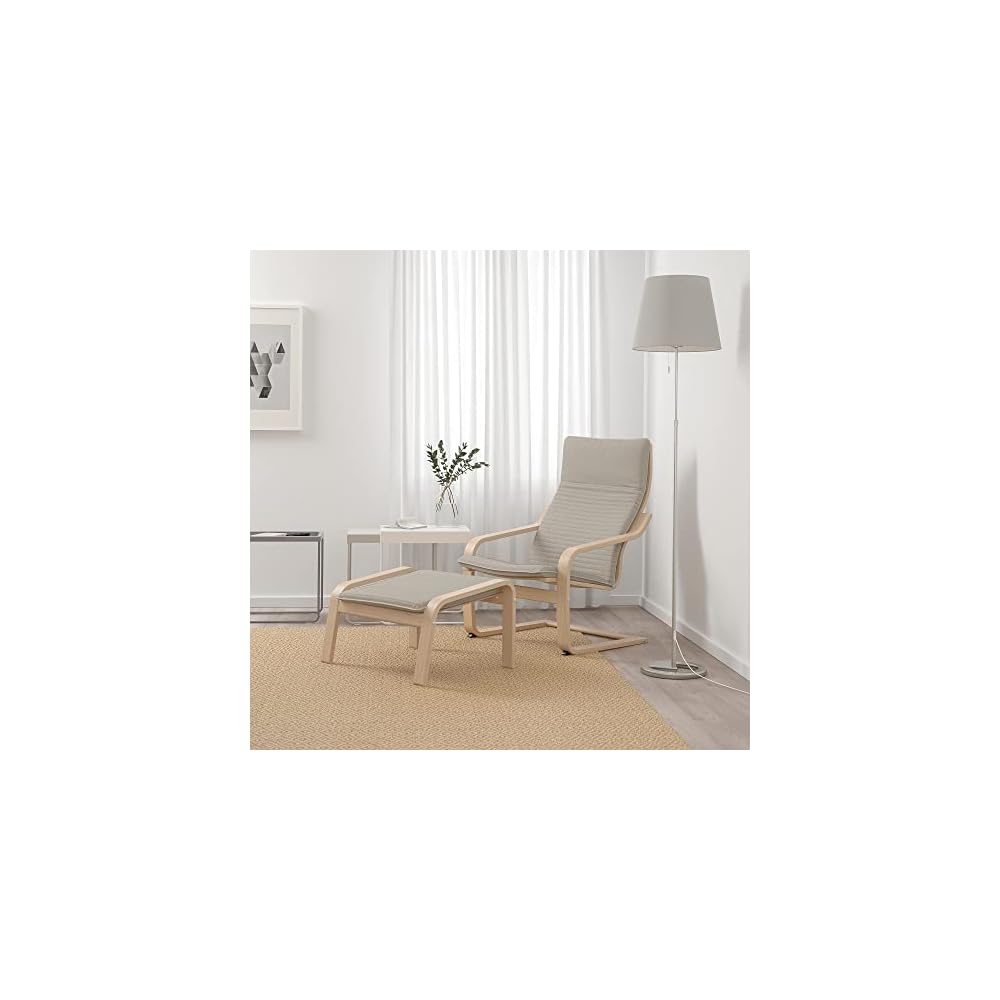 ProTuning POÄNG Armchair and footstool, white stained oak veneer/Knisa light beige