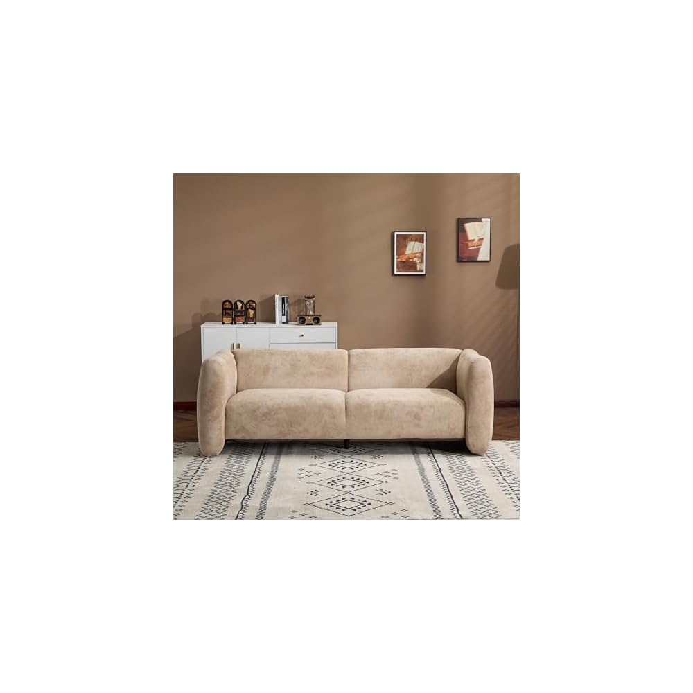 Merax 83" Oversized Loveseat Sofa for Living Room, Comfy Chenille Upholstered Sofa Couch with Wave Design Arm, 2-3 Seater Capacity, Easy Assembly for Bedroom Apartment Office (Camel)