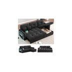 81'' LED L-Shaped Sectional Couch for Living Room, Sleeper Sofa Bed, Black