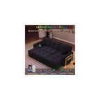 81'' LED L-Shaped Sectional Couch for Living Room, Sleeper Sofa Bed, Black
