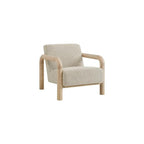 Modway Sereno Modern Boucle Fabric Accent Chair in Cream Oak with Rounded Wood Armrests – Upholstered Lounge Chair for Living Room or Bedroom