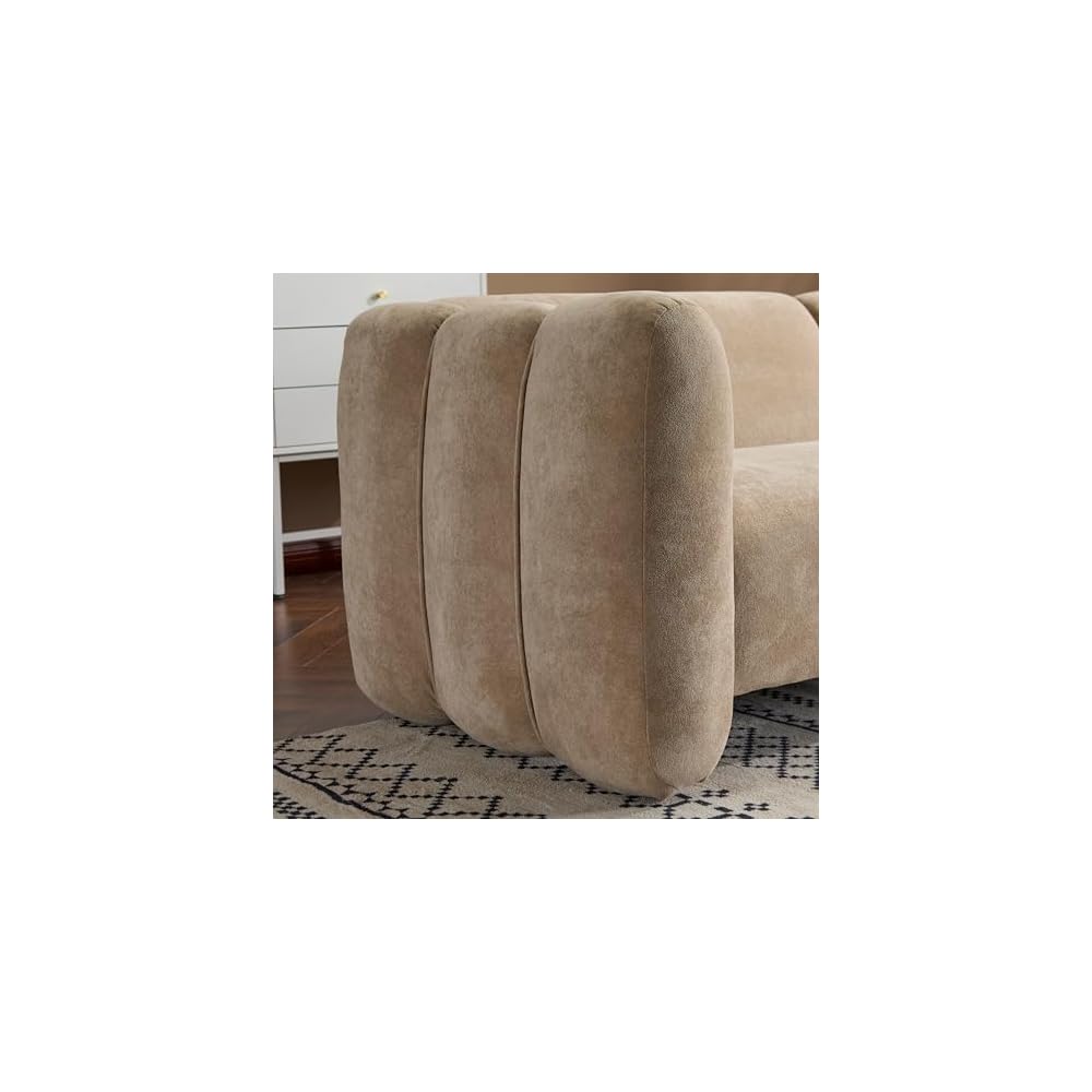 Merax 83" Oversized Loveseat Sofa for Living Room, Comfy Chenille Upholstered Sofa Couch with Wave Design Arm, 2-3 Seater Capacity, Easy Assembly for Bedroom Apartment Office (Camel)