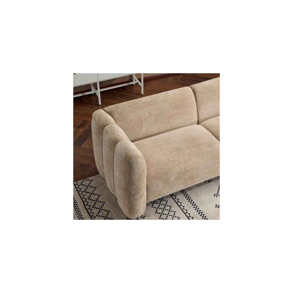 Merax 83" Oversized Loveseat Sofa for Living Room, Comfy Chenille Upholstered Sofa Couch with Wave Design Arm, 2-3 Seater Capacity, Easy Assembly for Bedroom Apartment Office (Camel)