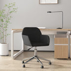 Swivel Home Office Chair with Swivel Wheels, Fabric Study Chair, Mid-Back Computer Desk Chair, Black Fabric, -362