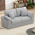 MALOL 75.6" Cloud Boneless Sofa, Loveseat Couches with 4 Pillows, Modern Living Room 2 Seater Sofa for Small Space, Apartment, No Assembly, Light Grey