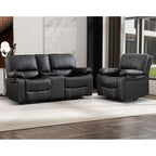 Bonzy Home Manual Reclining Sofa Set, 2 Pieces Recliner Furniture Sofa Set, Single Recliner Chair & Loveseat Couch with Overstuffed Backrest and Armrest for Living Room Home Theater, Black